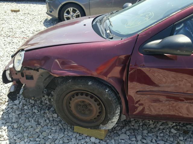 1B3ES46C11D263019 - 2001 DODGE NEON SE MAROON photo 9