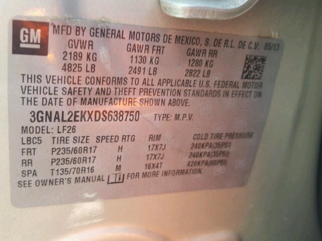 3GNAL2EKXDS638750 - 2013 CHEVROLET CAPTIVA LS 棕色 照片 10