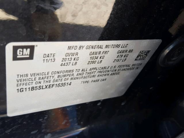 1G11B5SLXEF163514 - 2014 CHEVROLET MALIBU LS 黑色 照片 10