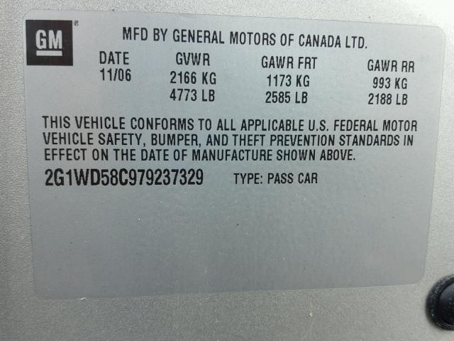 2G1WD58C979237329 - 2007 CHEVROLET IMPALA SUP SILVER photo 10