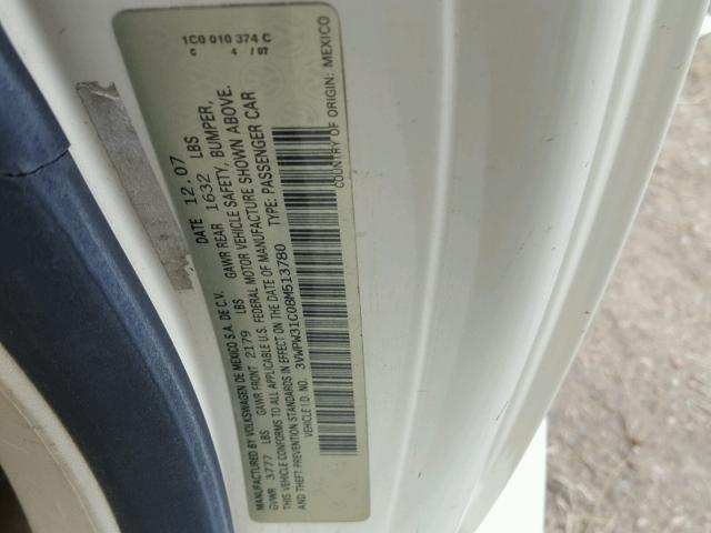 3VWPW31C08M513780 - 2008 VOLKSWAGEN NEW BEETLE BEIGE photo 10