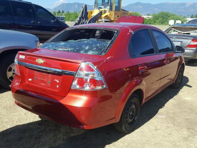 KL1TD56E69B641650 - 2009 CHEVROLET AVEO LS RED photo 4