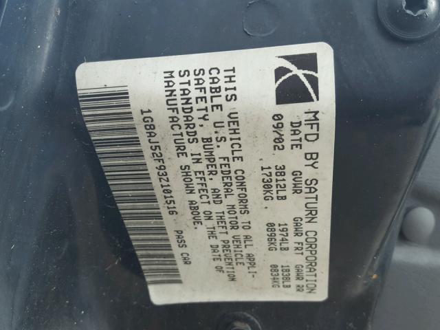 1G8AJ52F93Z101516 - 2003 SATURN ION LEVEL SILVER photo 10