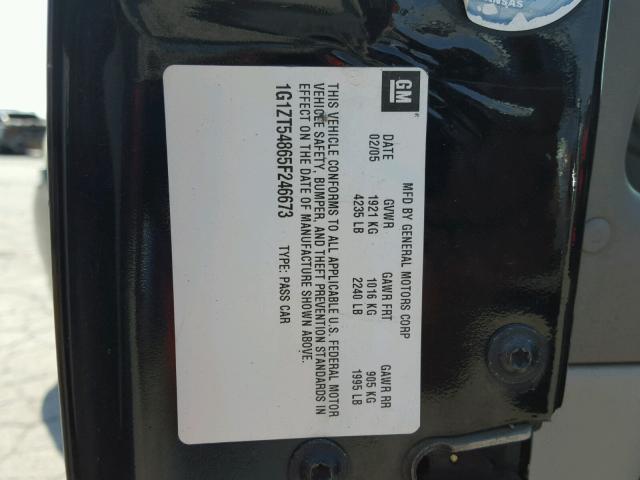 1G1ZT54865F246673 - 2005 CHEVROLET MALIBU LS BLACK photo 10