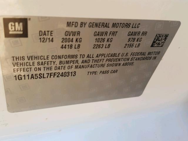 1G11A5SL7FF240313 - 2015 CHEVROLET MALIBU LS თეთრი ფოტო 10