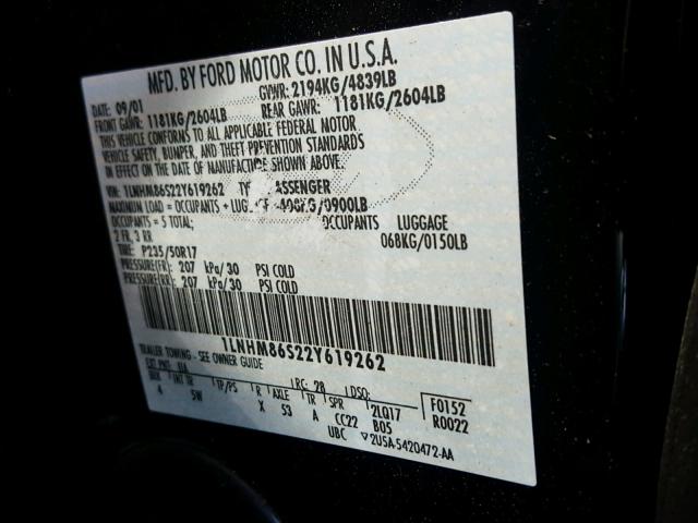 1LNHM86S22Y619262 - 2002 LINCOLN LS 黑色 照片 10