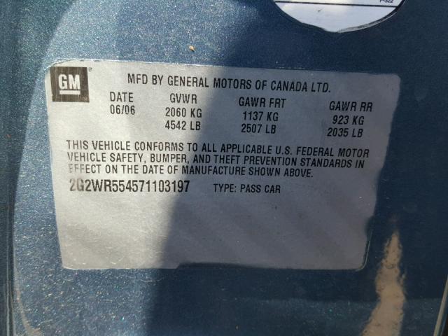 2G2WR554571103197 - 2007 PONTIAC GRAND PRIX BLUE photo 10