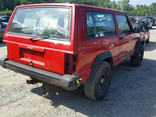 1J4FJ27P6PL503539 - 1993 JEEP CHEROKEE RED photo 4