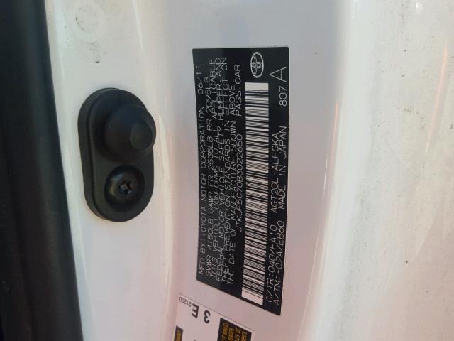 JTKJF5C70B3022650 - 2011 TOYOTA SCION TC 白色 照片 10