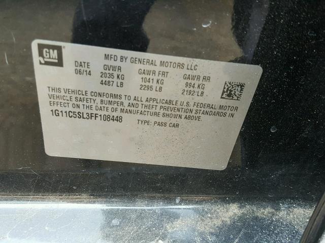 1G11C5SL3FF108448 - 2015 CHEVROLET MALIBU 1LT BLACK photo 10