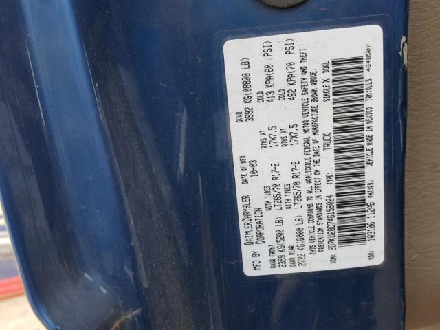 3D7KU28D74G159024 - 2004 DODGE RAM 2500 S BLUE photo 10