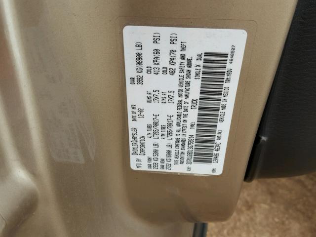 3D7KU28D13G759214 - 2003 DODGE RAM 2500 S GOLD photo 10