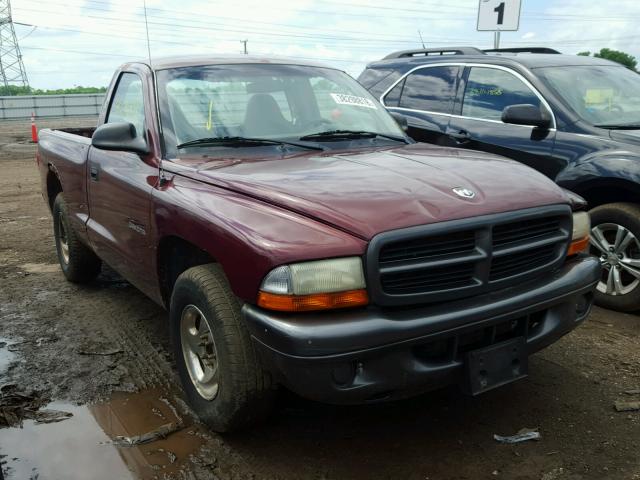 1B7FL16X22S669065 - 2002 DODGE DAKOTA BAS BURGUNDY photo 1