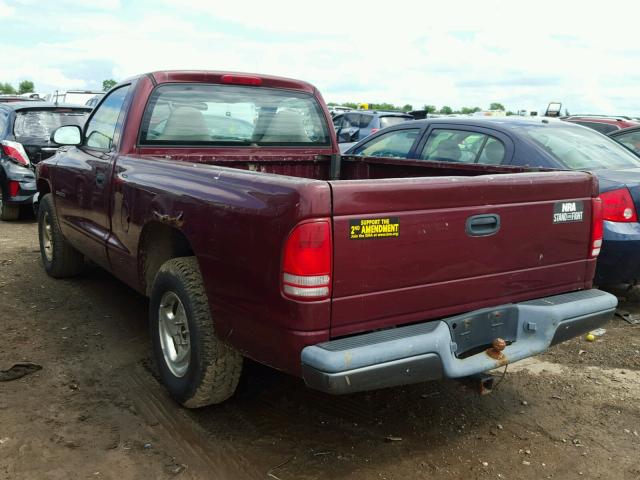 1B7FL16X22S669065 - 2002 DODGE DAKOTA BAS BURGUNDY photo 3