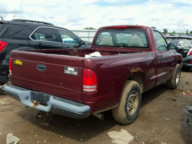 1B7FL16X22S669065 - 2002 DODGE DAKOTA BAS BURGUNDY photo 4