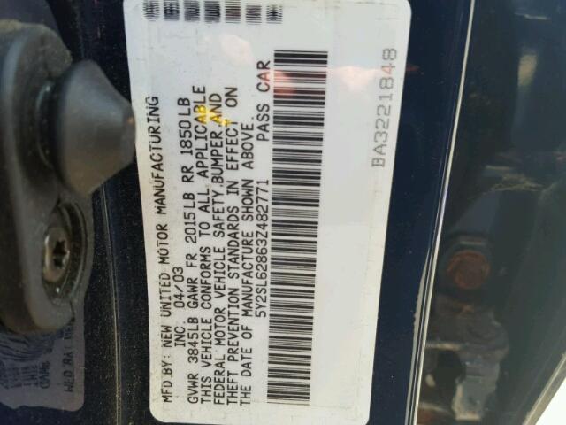 5Y2SL62863Z482771 - 2003 PONTIAC VIBE BLUE photo 10