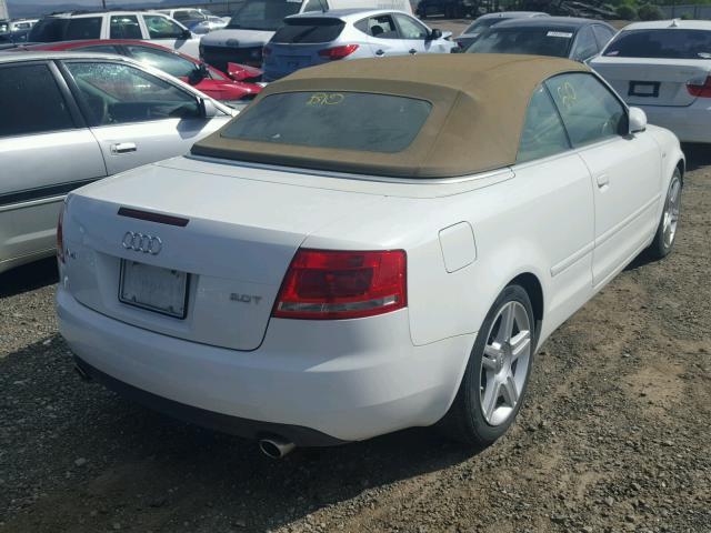 WAUAF48H18K015284 - 2008 AUDI A4 2.0T CA WHITE photo 4