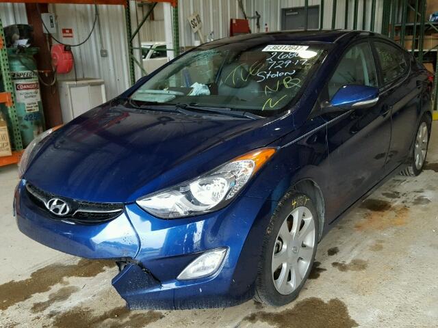 KMHDH4AEXDU696761 - 2013 HYUNDAI ELANTRA BLUE photo 2