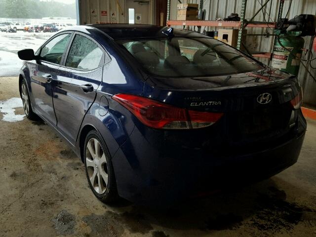 KMHDH4AEXDU696761 - 2013 HYUNDAI ELANTRA BLUE photo 3