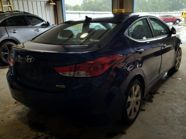 KMHDH4AEXDU696761 - 2013 HYUNDAI ELANTRA BLUE photo 4