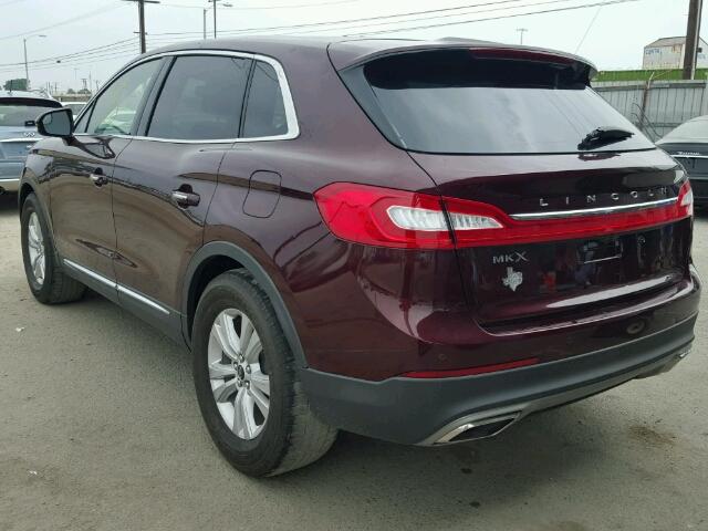 2LMPJ6JRXHBL31156 - 2017 LINCOLN MKX PREMIE MAROON photo 3