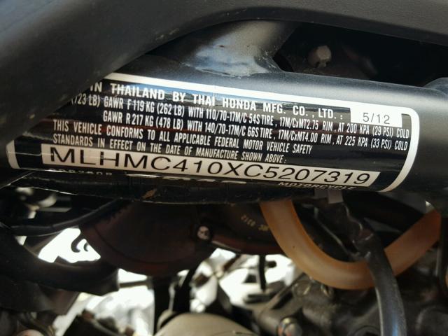 MLHMC410XC5207319 - 2012 HONDA CBR250 R BLACK photo 10