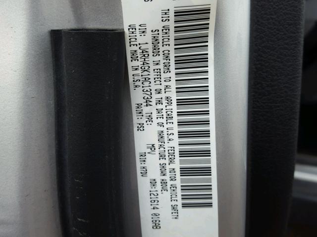 1J4RH4GK1AC137344 - 2010 JEEP COMMANDER SILVER photo 10