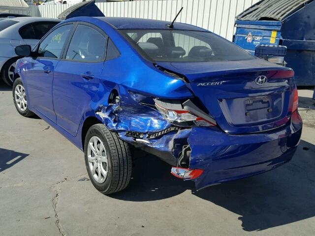 KMHCT4AE5DU469469 - 2013 HYUNDAI ACCENT BLUE photo 3