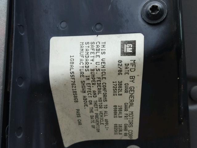 1G8AL55F76Z185068 - 2006 SATURN ION LEVEL GRAY photo 10