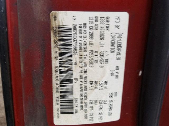 2A8GM68X37R300616 - 2007 CHRYSLER PACIFICA T RED photo 10