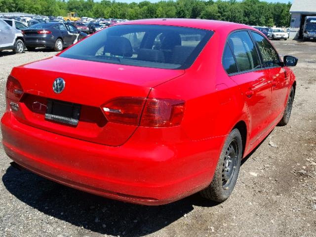 3VW2K7AJ5EM225244 - 2014 VOLKSWAGEN JETTA BASE 红色 照片 4
