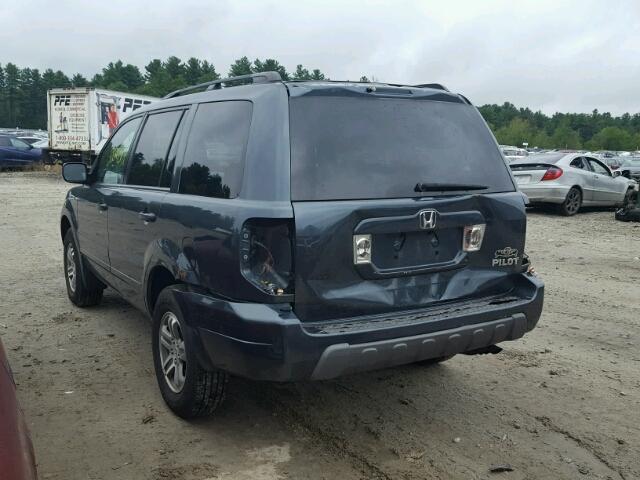 2HKYF18514H504251 - 2004 HONDA PILOT EXL BLUE photo 3