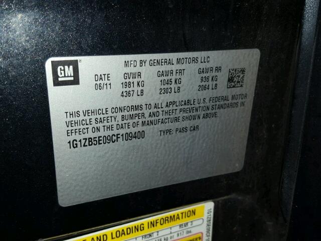 1G1ZB5E09CF109400 - 2012 CHEVROLET MALIBU LS Qara foto 10