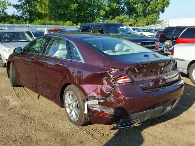 3LN6L2LU6DR816725 - 2013 LINCOLN MKZ HYBRID BURGUNDY photo 3