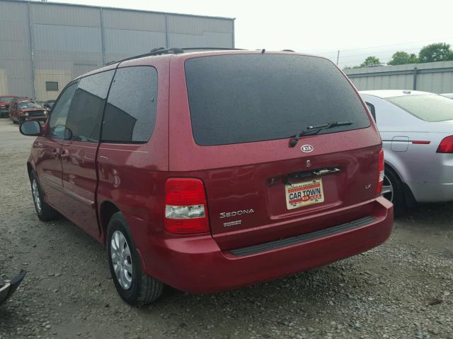 KNDUP132956684874 - 2005 KIA SEDONA EX RED photo 3