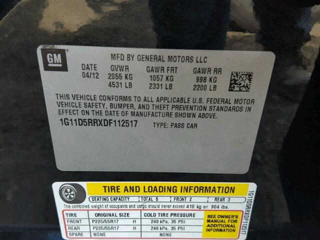 1G11D5RRXDF112517 - 2013 CHEVROLET MALIBU 1LT 黑色 照片 10