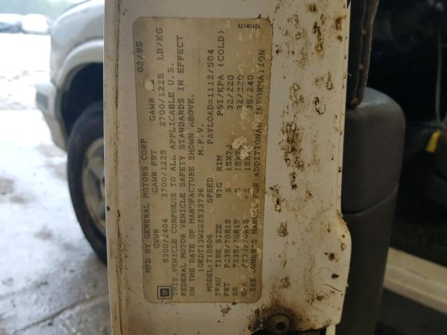 1GKDT13W2S2533736 - 1995 GMC JIMMY Ақ фото 10