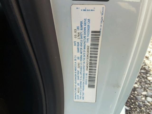 3VWCK21Y33M318362 - 2003 VOLKSWAGEN NEW BEETLE 蓝色 照片 10