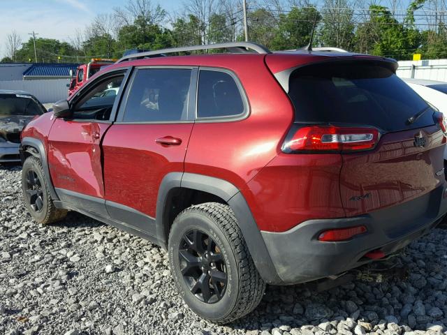 1C4PJMBB5GW124189 - 2016 JEEP CHEROKEE T MAROON photo 3