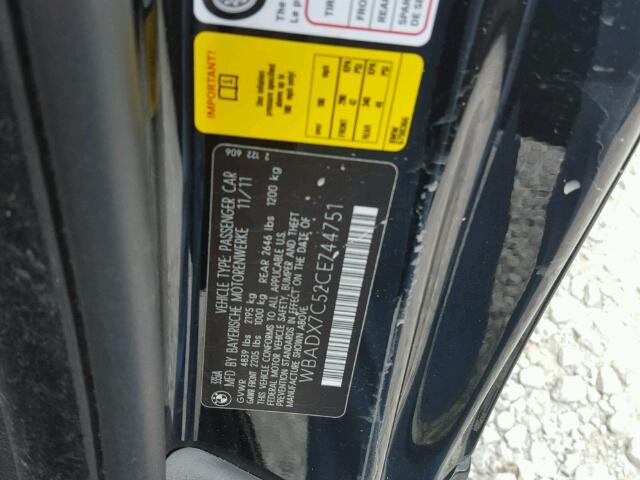 WBADX7C52CE744751 - 2012 BMW 335 I BLACK photo 10