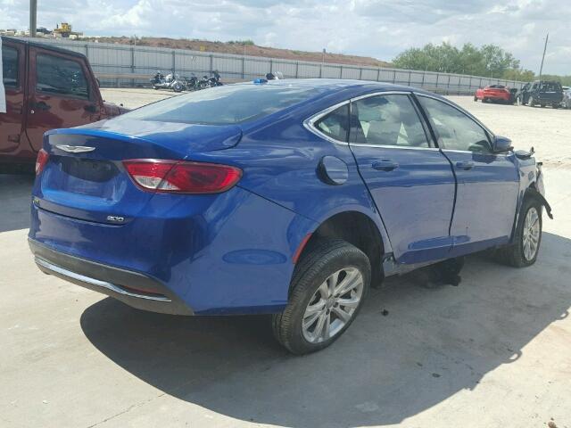 1C3CCCAB2FN674530 - 2015 CHRYSLER 200 LIMITE BLUE photo 4