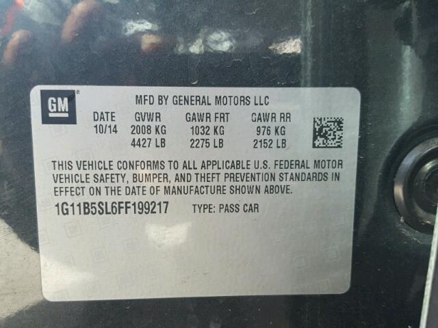 1G11B5SL6FF199217 - 2015 CHEVROLET MALIBU LS BLACK photo 10