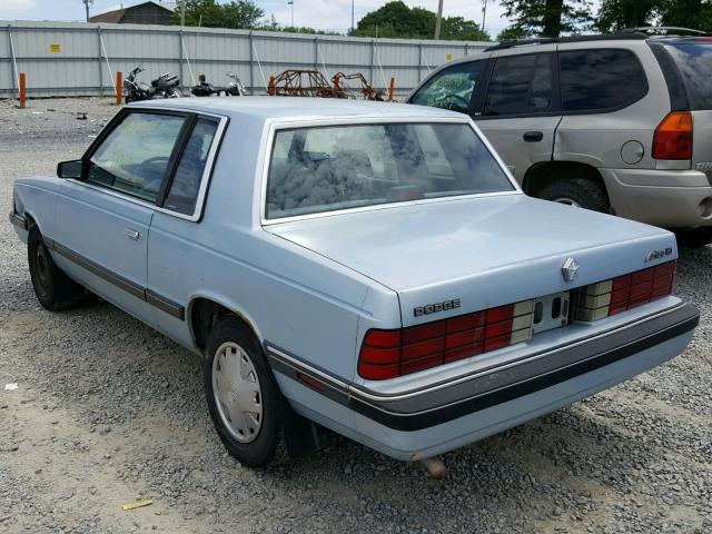 3B3BD41K5JT830970 - 1988 DODGE ARIES LE BLUE photo 3