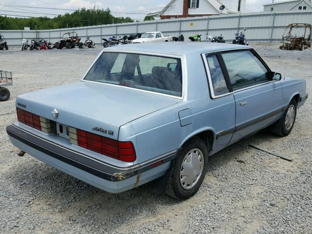 3B3BD41K5JT830970 - 1988 DODGE ARIES LE BLUE photo 4