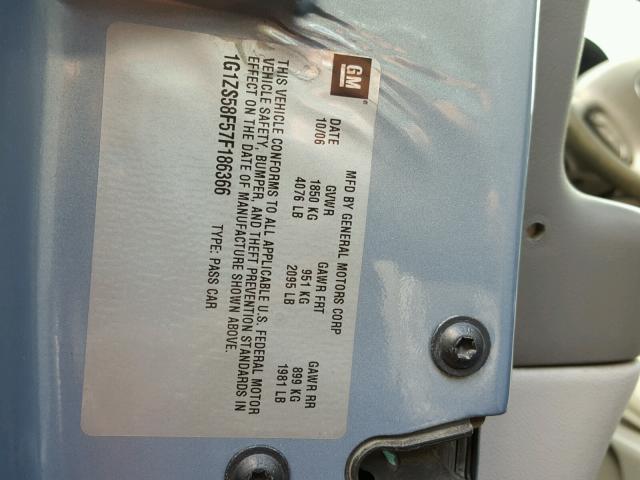 1G1ZS58F57F186366 - 2007 CHEVROLET MALIBU LS BLUE photo 10