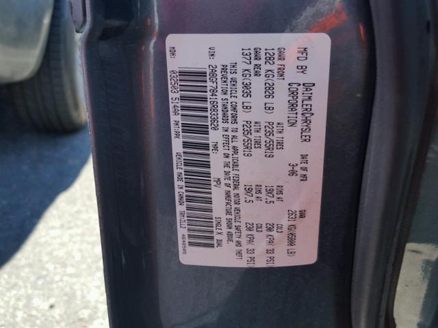 2A8GF78416R833620 - 2006 CHRYSLER PACIFICA L ლურჯი ფოტო 10