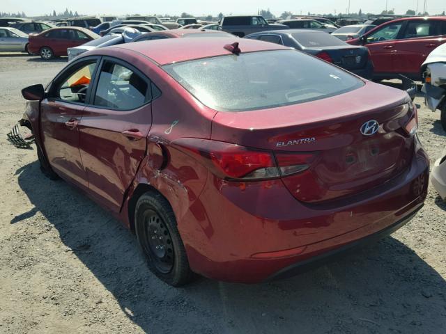 5NPDH4AE8GH686670 - 2016 HYUNDAI ELANTRA SE BURGUNDY photo 3