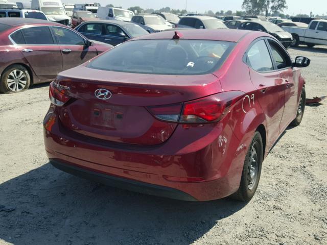 5NPDH4AE8GH686670 - 2016 HYUNDAI ELANTRA SE BURGUNDY photo 4