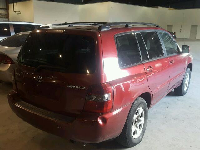 JTEGD21A660150155 - 2006 TOYOTA HIGHLANDER RED photo 4