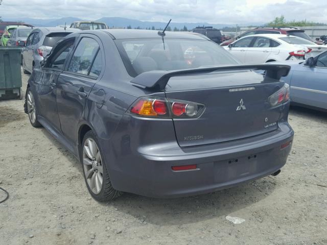 JA32U8FW9AU011904 - 2010 MITSUBISHI LANCER GTS GRAY photo 3